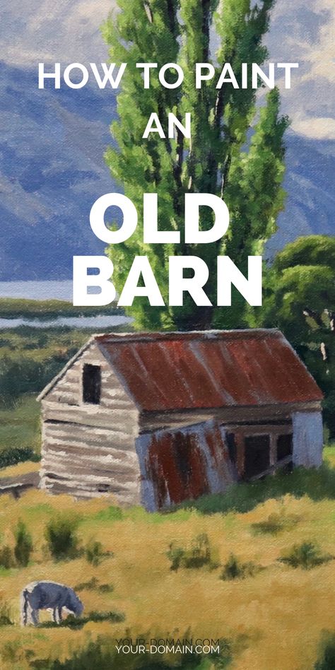 Farm Scene Painting, Oil Painting Basics, Watercolor Barns, Barn Pictures, Landscape Painting Tutorial, Farm Paintings, Barn Painting, Oil Painting Tutorial, Barn Art