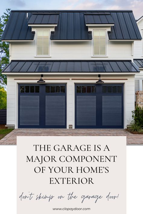 The garage is a major component of your home’s exterior, so don’t skimp when it comes to the garage door! From vibrant colors to unique patterns, explore the endless possibilities to make your façade stand out at https://bit.ly/4aocpWM 📷: Andy Frame | The House Designers #ClopayGarageDoor #CurbAppeal Garage Door Colors With Blue House, Painted Garage Door, Double Garage Doors, Red Garage Door, Interior Garage Door, Unique Garage Doors, Painted Garage, Garage Door Colors, Double Garage Door