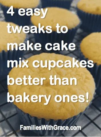 With 4 easy tweaks, you can make cake mix cupcakes taste better than bakery ones. Seriously! Whether you love baking or not, I promise you can use these tips to make your next birthday party yummy! #cupcakerecipe #recipe #cupcakes #bake #easy #cake #birthday #birthdayparty #party via @FamiliesWithGrace Perfect Cupcakes From A Box How To Make Cake Mixes, How To Make Boxed Cupcakes Better, Using Cake Mix To Make Muffins, Box Cupcakes With Pudding Mix Vanilla, Elevate Box Cupcakes, Bakery Cupcake From Cake Mix Boxes, Best Cupcake Recipe Box Vanilla Cake, Moist Boxed Cupcakes, Cupcakes Like The Bakery