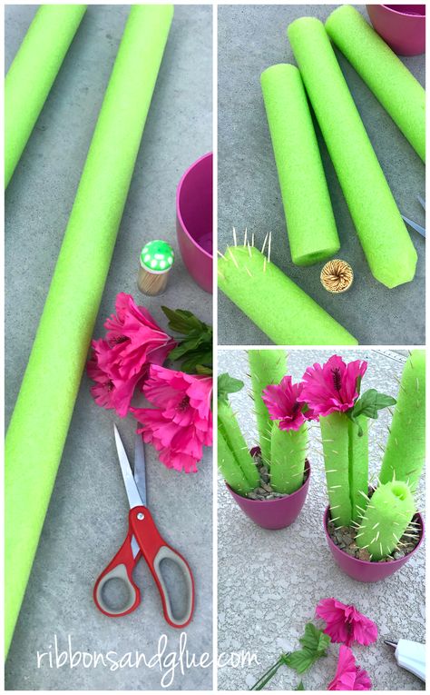 Pool Noodle Cactus, Flamingo Pool Parties, Pool Noodle Crafts, Mexican Birthday Parties, Flamingo Pool, Mexican Fiesta Party, Fiesta Birthday Party, Mexican Birthday, Llama Birthday