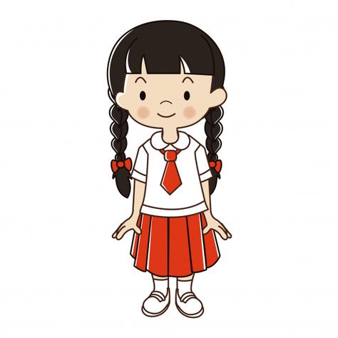 Thai girl in student uniform illustratio... | Premium Vector #Freepik #vector #school #people #girl #character Buldak Recipe, People Animation, Uniform Illustration, Orla Infantil, Student Uniform, Student Picture, Student Cartoon, Student Photo, Up Animation