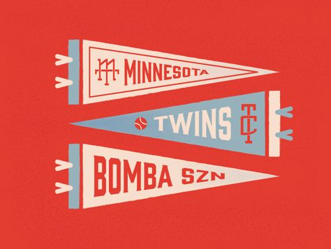 Sports Pennants, Baseball Images, Ut Shirts, Graphic Design Ads, Pennant Flag, Sports Graphic Design, Minnesota Twins, Text Logo, 로고 디자인