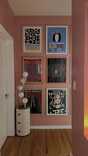 Concert Poster Display, Concert Poster Decor, Concert Poster Wall, Pink Concert, This Is The End, Gallery Wall Living Room, Poster Display, Phoebe Bridgers, Tame Impala