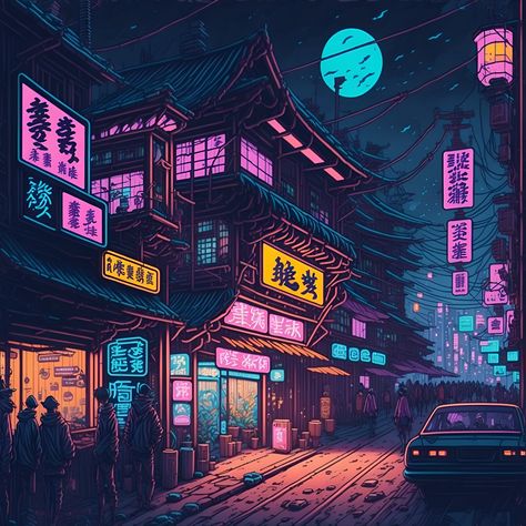 #cyberpunk #cyberpunkaesthetic #neoncyberpunk #animeaesthetic #lofiart #lofiaesthetic #lofiaestheticanimewallpaper #japaneseart #anime #manga #animestyle #animeart #mangaart #manga #cartoonart #cartoon #cartoondrawings ##ryokanaesthetic #cyberpunkwallpaper #futurecity Punk Cartoon, Neon Cyberpunk, Japanese Village, Dreamy Aesthetic, Dragon City, Cyberpunk Anime, City Cartoon, Cyberpunk Aesthetic, Cyberpunk City