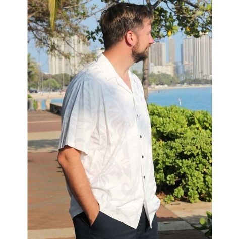 Makena Design Wedding Groom Rayon Shirt via Polyvore featuring tops, shirts & tops, viscose tops, rayon shirts, white shirt and viscose shirt Easy Wear Dresses, Sarong Dress, Blouse Man, Capri Set, Muumuu Dress, Business Casual Shirts, Hawaiian Outfit, Rayon Shirt, Tropical Shirts