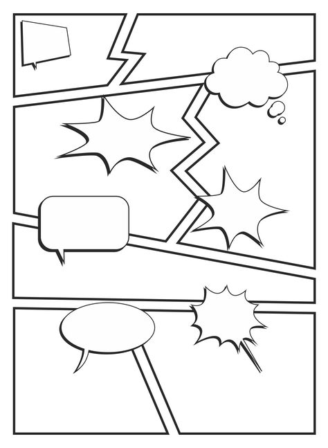 Cartoon Strip Ideas, Character For Comic, Free Comic Strip Template, Comic Book Outline, Comic Book Doodles, Free Comic Book Template, Comics Strip Template, Finish This Comic Worksheet, Comic Book Template Free Printable