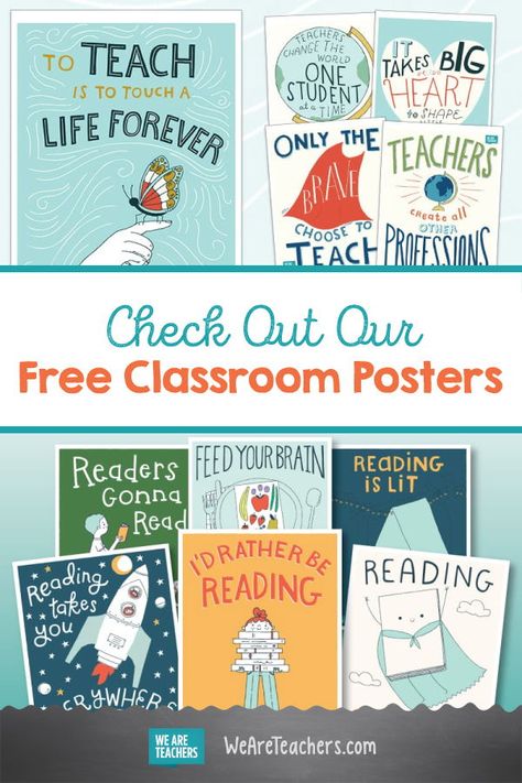 Check Out Our Free Classroom Posters.  You won’t want to miss these free teacher resources that you and your students will love. Make your teacher life easier with these worksheets, rubrics, posters, crafts, and more. #printables #elementary #classroomideas #teaching Educational Posters For Kids, Free Classroom Decor, Free Classroom Printables, Classroom Posters Free, Printable Classroom Posters, Free Teacher Resources, Teacher Posters, Library Posters, Reading Posters