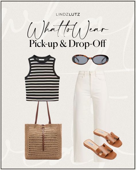 If you're looking for cute everyday summer outfits, you're in the right place. I love creating chic outfits for moms like this barrel leg cream jeans, black & white striped shirt, tortoise sunglasses, straw tote bag and brown slides. Tap to shop this post! Brown Slides Outfit, Summer Mom Style, Everyday Summer Outfits, Wide Leg White Jeans, Wide Leg Jeans Outfits, Brown Slides, Leg Cream, Slides Outfit, Chic Swimsuit