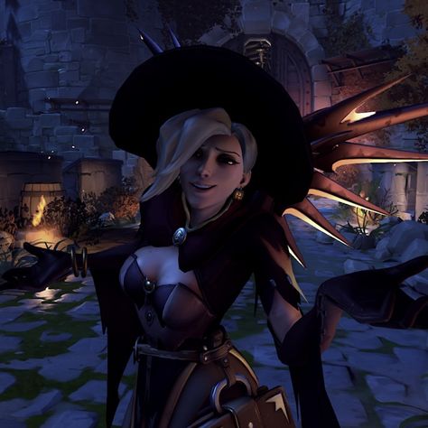 mercy overwatch ow egirl gamer girl profile picture pfp halloween spooky witch Mercy Witch Skin, Witch Mercy Icon, Witch Mercy Pfp, Mercy Witch, Mercy Pfp, Pink Mercy, Angela Ziegler, Overwatch Mercy, Mercy Overwatch