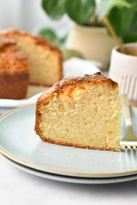 This 4-ingredient Yogurt Cake is a dairy-free, egg-free moist vanilla cake inspired by the classic French yogurt pot recipe. Baking With Yogurt, Conscious Plant Kitchen, French Yogurt, French Yogurt Cake, Vegan Chocolate Frosting, Vegan Apple Cake, Dairy Free Frosting, Moist Vanilla Cake, Vegan Whipped Cream