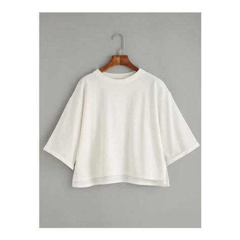 SheIn(sheinside) White Drop Shoulder Cuffed T-shirt (12 AUD) ❤ liked on Polyvore featuring tops, t-shirts, white, white t shirt, round neck t shirt, elbow length sleeve t shirts, half sleeve tee and elbow length sleeve tee Blue Wardrobe, T Shirts White, Elbow Length Sleeve, White White, White T Shirt, Half Sleeve, Cute Shirts, White Tshirt, White T