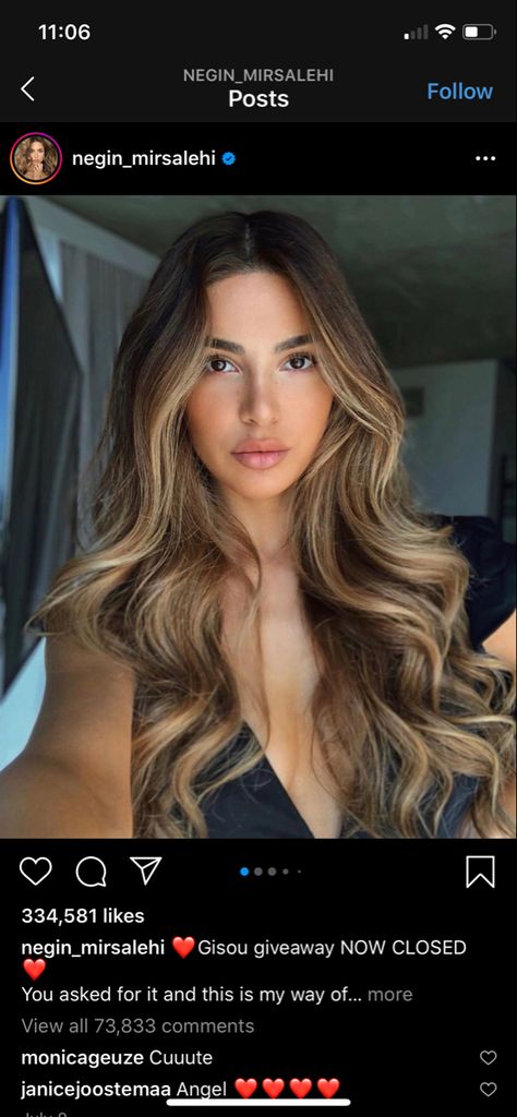 Balyage Long Hair, Latina Hair, Feminine Hairstyles, Negin Mirsalehi, Brown Hair Balayage, Brown Blonde Hair, Hair Color And Cut, Hair Color Balayage, Hair Inspiration Color