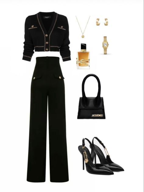 Women Smart Casual Outfits Work Clothes, Black Outfits Elegant Classy, Black Formal Outfits Women, Black Outfit Aesthetic Classy, Celebrity Interview Outfits, Business Casual Outfit Ideas, Lady Outfits, Business Casual Outfit, Fits Ideas