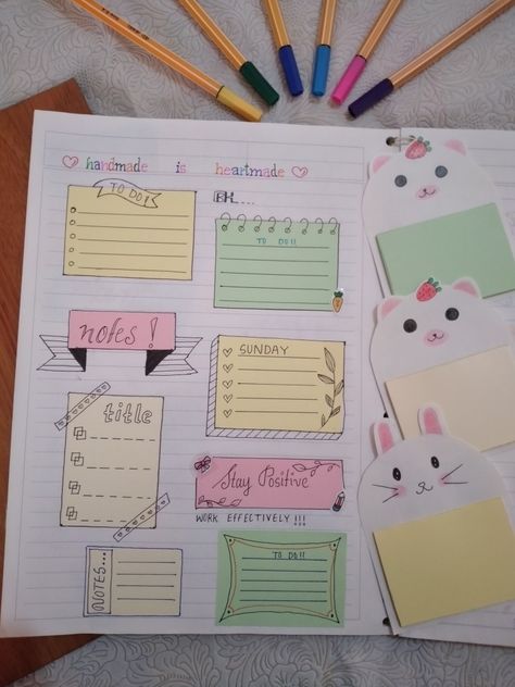 Cute Postit Notes Ideas, Sticky Notes Design Ideas, Sticky Notes Ideas, Bullet Journal Birthday Tracker, Sticky Note Crafts, Sticky Notes Aesthetic, Sticky Notes Collection, Creative Book Covers, Note Doodles