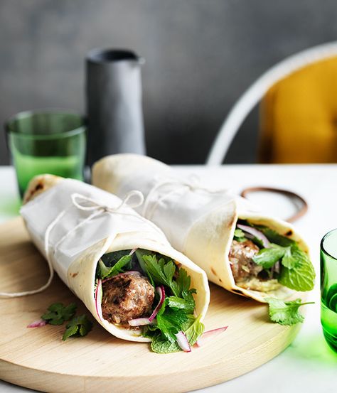 Lamb kofta wraps with parsley and onion salad recipe :: Gourmet Traveller Lamb Kofta, Pizza Fritta, Red Meat Recipes, Lamb Dishes, Onion Salad, Lamb Recipes, Middle Eastern Recipes, Just Cooking, Meat Dishes