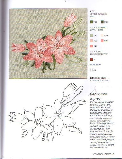 Crewel Embroidery Kits, Wool Embroidery, Embroidery Transfers, Pola Sulam, Brazilian Embroidery, Embroidery Flowers Pattern, Japanese Embroidery, 자수 디자인, Silk Ribbon Embroidery