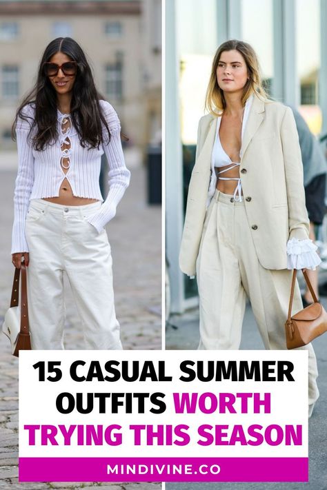 Get inspired by these 15 casual summer outfits 2024! Whether you're going for a walk on the beach or running errands, these comfy styles for women are sure to make your summer outfits effortlessly chic. Edgy Jeans, Vacation Swimwear, Vertical Striped Dress, Light Blue Dress Shirt, Summer Outfits 2024, Going For A Walk, Navy Dress Pants, Walk On The Beach, Blue Shirt Dress