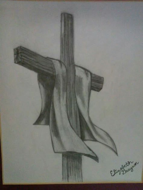 Cross pencil sketch Drawing Of Crosses Faith, Cross Sketch Christian, Good Friday Sketch, Cross Pencil Drawing, Drawings Of The Cross, Christian Pencil Art, Cross Drawing Sketches Pencil, Cross Sketches Pencil, Cross Drawings Easy