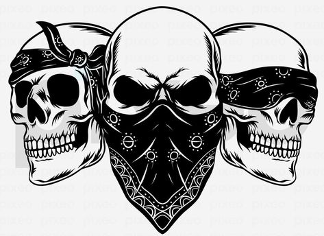 Hear No Evil See No Evil Skulls, Skull Hear No Evil See No Evil Tattoo, Skull Design Drawing, Skull Svg Free, Skull Cricut, Svg For Men, See Hear Speak No Evil, Arte Aries, Skull Silhouette