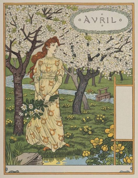 Les Mois | Grasset, Eugène | V&A Explore The Collections Eugene Grasset, Van Gogh Irises, Vintage Calendar, Art Nouveau Poster, Artist Materials, National Art, Victorian Art, Wood Engraving, Romantic Art