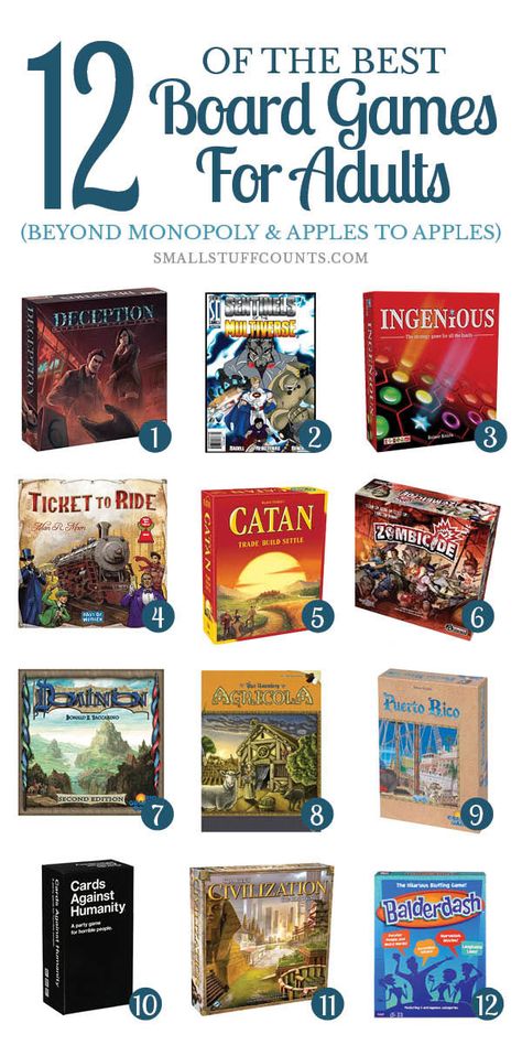 Here are some of the best board games for adults! These are such fun and unique gift ideas for husbands, boyfriends, siblings and friends. Click to check out the gift guide. Board Games For Adults, Best Board Games, Board Games For Couples, Board Games Diy, Board Game Storage, Board Game Night, Games For Adults, Board Game Design, Games Design