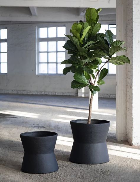 Cache-pot : notre sélection - Marie Claire Black Planters, Support Plante, Denpasar, Cache Pot, Decorative Pots, Garden Shop, Plastic Pots, Healthy Plants, Cool Plants