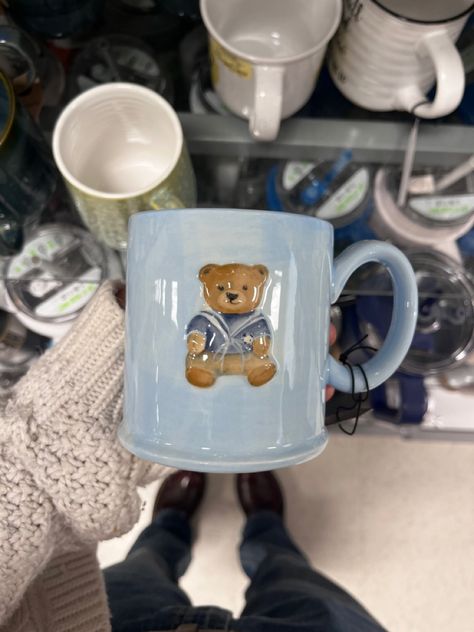 bear mug aesthetic baby blue Blue Mugs Aesthetic, Blueberry Milk Aesthetic, Baby Blue Aesthetic Vintage, Blue And Brown Aesthetic, Jelly Coffee, Milk Aesthetic, Teddy Bear Mug, Blueberry Milk, Mug Aesthetic