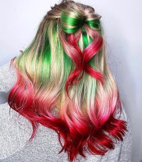 We'll take all the bows, tinsel and candy cane stripes today as we wish our wonderful community a very HAPPY CHRISTMAS ❣️🍭 #schwarzkopfproxmas #christmashair #holidayhair #redhair #greenhair #blondehair #hairaccessories #hairbow #haircolour #haircolor #haircolourists #healthyhair #hairdressers #hairstylists #sharingiscaring #apassionforhair Mal Outfits, Hair Christmas Hairstyles, Christmas Hair Color Ideas, Holiday Hair Color, Colored Hairstyles, Christmas Hairstyle, Goldie Locks, Hair Christmas, Hair Play