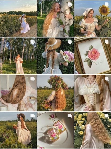 Cottage Core Instagram Feed, Ethereal Instagram Feed, Fotoshooting Ideas, Ethereal Core, Instagram Grid Layout, Instagram Grid Design, Ig Feed Ideas, Feed Goals, Instagram Feed Layout