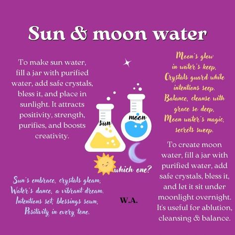 Try it and don't forget to share with your friends! 🌝🌚💧 #sunwater #moonwater #easyspell Moonwater Spells, Summer Witchcraft, Drinkable Potions, Water Magick, Witchy Recipes, Water Spells, Wicca Recipes, Goddess Magick, Water Witch