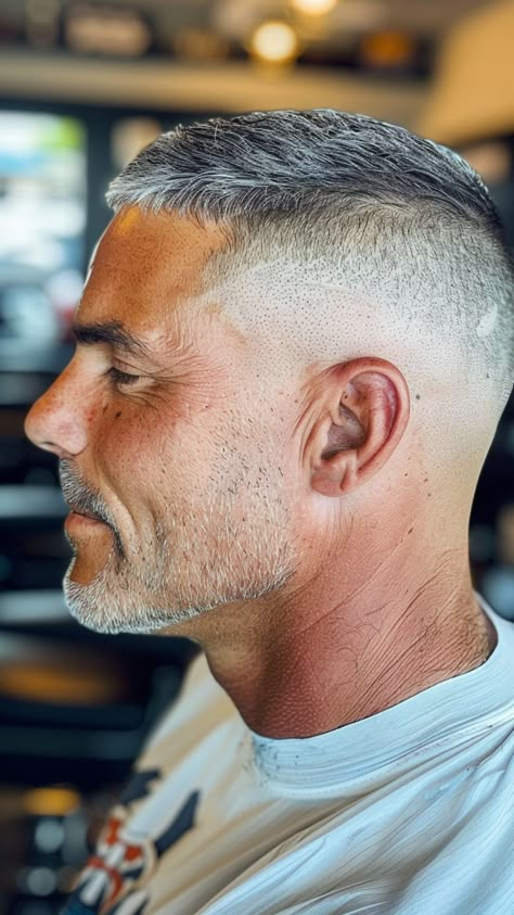 Mens Shaved Sides Hairstyles, Low Maintenance Mens Haircut, High And Tight Haircut Fade, Military Haircut For Men, Shaved Mohawk, High Fade Haircut Mens, Classic Mens Haircut, Older Men Haircuts, Fade Men