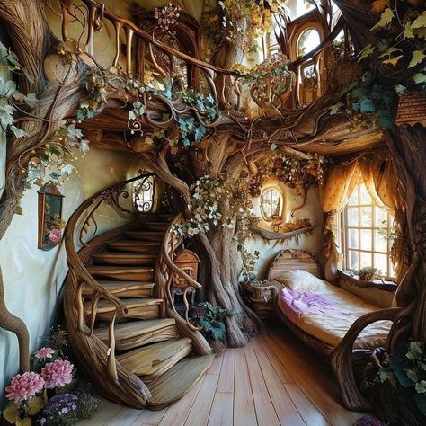 Fae House, Pictures Of Women, Fantasy Rooms, Tree House Designs, Fairytale Cottage, Hobbit House, Fantasy Homes, Dream House Rooms, Fantasy House