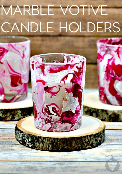 Marble Votive Candle Holders Glass Votive Crafts Diy Projects, Christmas Votives Ideas, How To Make Candle Holders, Diy Votive Candle Holders, Diy Candle Holders Ideas, Votive Candle Holders Diy, Diy Tea Light Candle Holders, Birthday Candles Diy, Candle Holders Diy