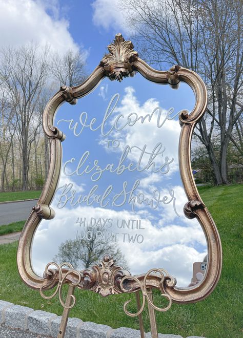 Bridal Shower Mirrors, Bridal Shower Signs Entrance Mirror, Bridal Shower Signs Mirror, Bridal Shower Welcome Mirror, Bridal Shower Mirror Welcome Sign, Royal Bridal Shower Theme, Fairy Themed Bridal Shower Ideas, Fairytale Theme Bridal Shower Ideas, Romantic Bridal Shower Theme