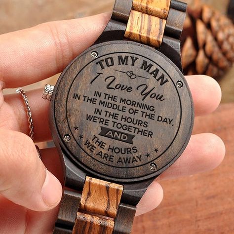 Great Gift For Husband Engraving Wooden Watch | Perfect Present For Man - Other Watch Quotes, Gifts For Boyfriend Long Distance, Bday Gifts For Him, To My Man, Surprise Gifts For Him, Thoughtful Gifts For Him, Romantic Gifts For Him, Perfect Gift For Boyfriend, Diy Gifts For Him