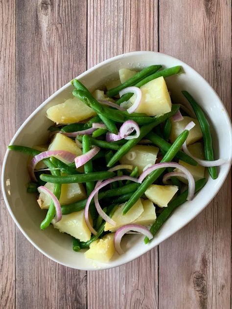 French Beans Recipe, String Bean Salad, String Beans Recipe, String Bean Recipes, Green Bean Potato Salad, Red Potato Salad Recipe, Beans Salad, Red Potato Salad, String Beans