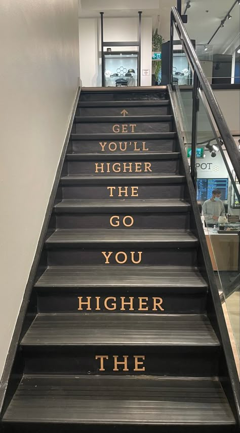 Office Staircase Wall Design, Office Staircase, Office Decor Workplace, Cubicle Design, Staircase Art, Classroom Decor High School, Sign Board Design, Staircase Wall, Luxury Bar