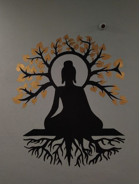 Easy diy wall painting 🧱🎨 #buddhapainting #diyart #diy #art #gold #ideas Buddha Wall Painting Ideas, Buddha Painting On Wall, Buddha Wall Painting, Yoga Painting, Buddha Painting Canvas, Compound Wall Design, Gold Ideas, Shadow Painting, Ganesh Art Paintings