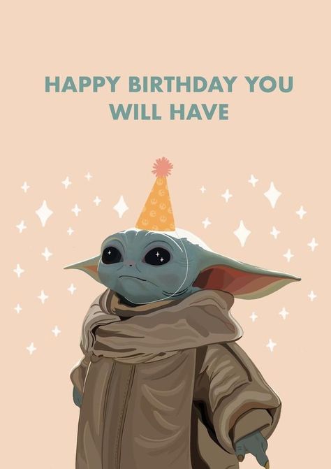 Yoda Happy Birthday, Electronic Birthday Cards, Star Wars Happy Birthday, Happy Birthday Illustration, Yoda Funny, Happy Birthday Art, Birthday Illustration, Birthday Star, Birthday Captions