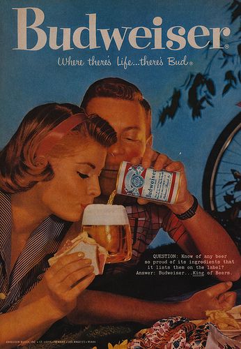 Where There's Life...There's Bud | QUESTION: Know of any bee… | Flickr Drinks Advertising, Beer Advertisement, Beer Commercials, Beer Ads, Beer Advertising, Beer Prints, Beer Ad, Beer Poster, Budweiser Beer