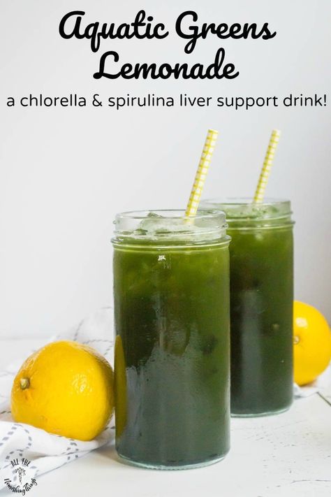 This Aquatic Greens Lemonade is a tasty, sugar-free way to support and gently detoxify your liver from heavy metals, pesticides, and toxins with 2 of nature's most beautiful superfoods: spirulina and chlorella! It's a Chlorella and Spirulina Liver Support Drink with just 4 ingredients! #allthenourishingthings #detox #liverdetox #spirulina #chlorella #greendrink Chlorella Recipe, Chlorella Smoothie, Spirulina Recipes, Brain Foods, Green Lemonade, Smoothie Green, Ireland Food, Food Habits, Liver Support