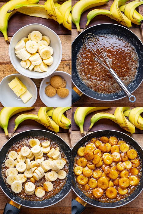 Healthy Delicious Dinner, Bananas Recipes, Caramelized Fruit, Cream Pancakes, Dessert Recipies, Caramelized Bananas, Banana Walnut, Banana Dessert, Banana Healthy