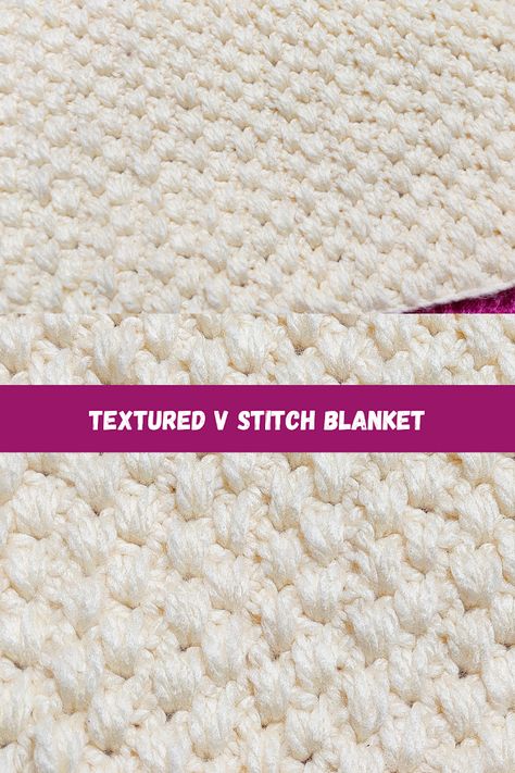 This Textured V-Stitch Blanket pattern is available for free from Raji's Craft Hobby. It includes a photo and video tutorial. Crochet V Stitch Blanket, V Stitch Crochet Blanket, Quick Crochet Blanket, V Stitch Crochet, Crochet C2c Pattern, Crochet Baby Blanket Free Pattern, Stitch Blanket, Crafts Diy Projects, All Free Crochet