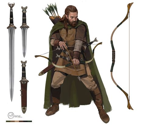 Ranger Rpg, Fantasy Ranger, Witcher Armor, Pathfinder Rpg Characters, Ranger Dnd, Dragon Lance, Hellboy Art, Skyrim Art, Character Concept Design