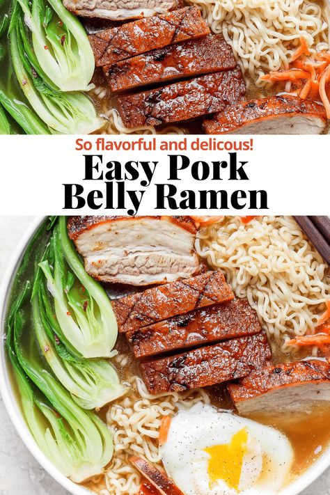 Ramen Broth Recipe Pork, Crispy Pork Ramen, Ramen Pork Belly, Pork Belly Ramen Recipe, Ramen Broth Recipe, Pork Ramen Recipe, Bone Recipes, Pork Belly Ramen, Wooden Skillet