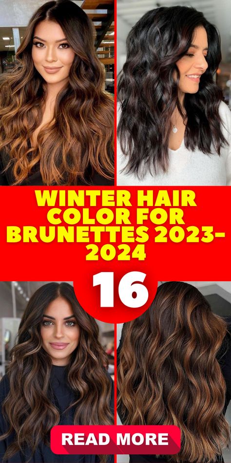 Prepare to dazzle this winter with the irresistible charm of winter hair color for brunettes in 2023 - 2024. Balayage, the go-to trend for the season, adds depth and dimension to short hairstyles, making them a true masterpiece. Explore the 2023 - 2024 trends and let your hair shine with the richness of dark brown shades and the magic of caramel highlights. Hair Color For Winter 2023, Winter Hair Color For Brunettes Balayage Fall Dark Brown 2023, Balayage Hair 2023 Trends, Winter 2023 Hair Trends Brunette, Winter Hair Color Ideas 2023, Hair Trends Winter 2023, Winter Hair Color Ideas For Brunettes Balayage, Winter Bayalage Brown Hair Dark, Winter Hair 2023 Trends