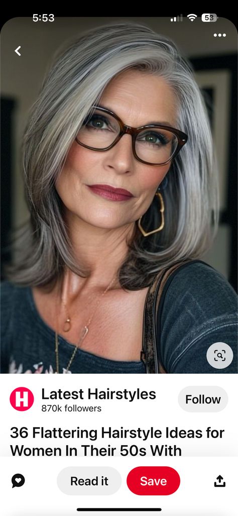 Midlength Haircuts For Gray Hair, Mid Length Salt And Pepper Hair, Merideth Grey Hair Hairstyles, Meredith Grey Layered Hair, Hairstyles Mid Length, 60 Hair, Short Hair Updo Tutorial, Medium Hair Styles For Women, Brown Hair Inspo