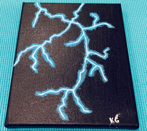 Painting Ideas Lightning, Mini Canvas Art Diy, Lightning Painting, Art Diy Canvas, Neon Art Painting, Painting Mini Canvas, Canvas Art Diy, Vinyl Art Paint, Canvas Drawing