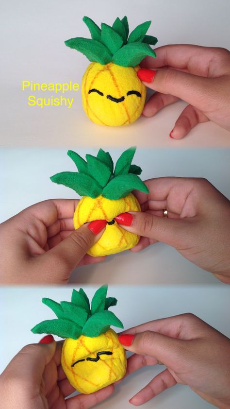 My favorite homemade squishy! Check out my tutorial on YouTube! Find more DIY here ---> http://fabulesslyfrugal.com/category/frugal-living/diy/ Homemade Squishies, Pineapple Crafts, Squishies Diy, Squishies Kawaii, Slime And Squishy, Kawaii Diy, Cute Squishies, Diy Event, Diy Crafts For Kids