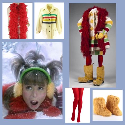 Junie Who from How the Grinch Stole Christmas (2000). #getthelook #grinch #grinchchristmas #whoville #juniewho #fashion #winterfashionoutfits #moviecharacter Grinch Whos Costume, Whooville Outfits Ideas Kids, The Grinch Movie Characters, The Grinch Characters Costumes, How The Grinch Stole Christmas Aesthetic, Whoville Christmas Outfits, Grinch Themed Christmas Party Outfit, Grinch Inspired Outfit Women, Who Costume Whoville